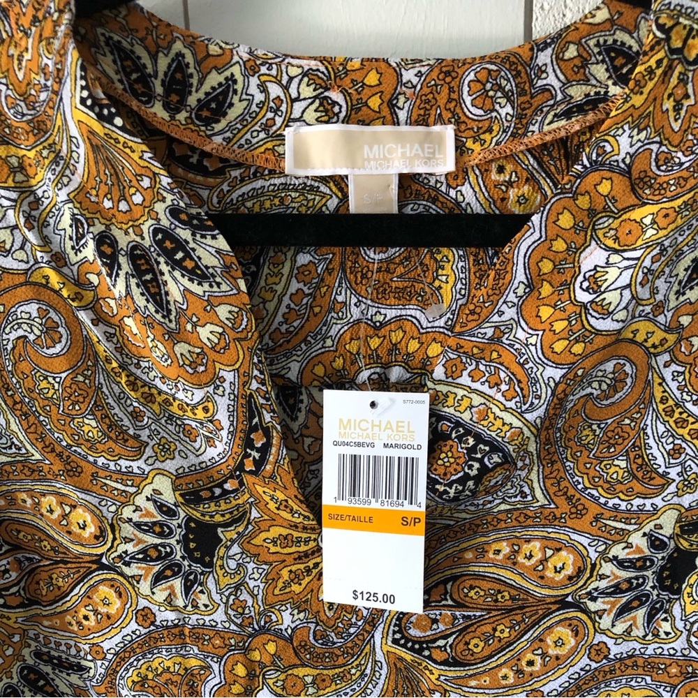 NWT MICHAEL Michael Kors Marigold Paisley Blouse Size Small - Picture 4 of 8